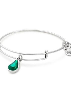 Alex and Ani May Emerald Teardrop Charm Bangle Swarovski Crystal